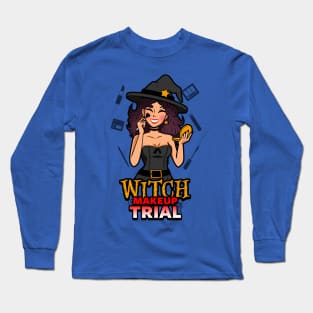 Pretty Funny Witch Feminist Girl Makeup Halloween Original Cartoon Long Sleeve T-Shirt